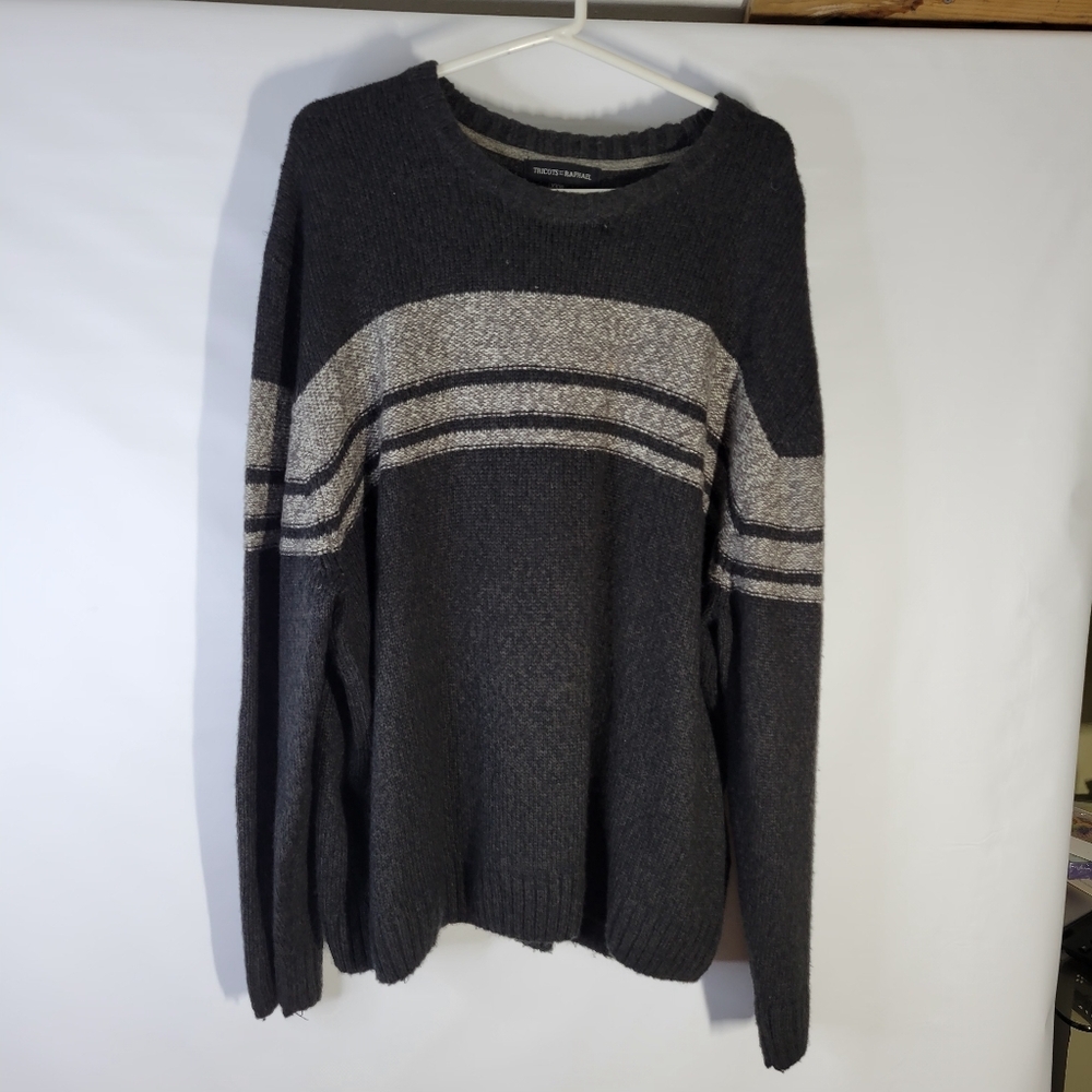 Mens Tricots St Raphael Sweater 2 tone Gray Striped Size XXL